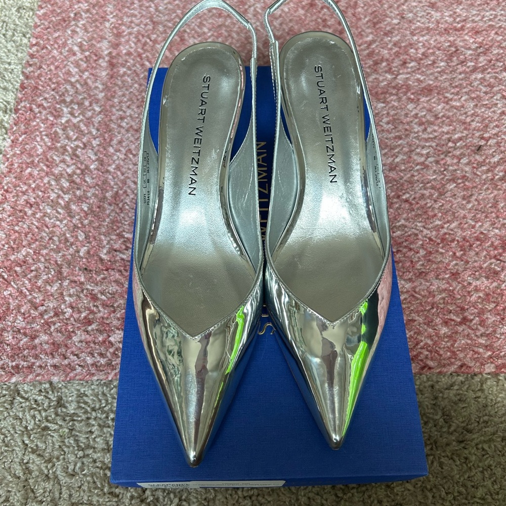 Stuart Weitzman Silver Metallic Heels